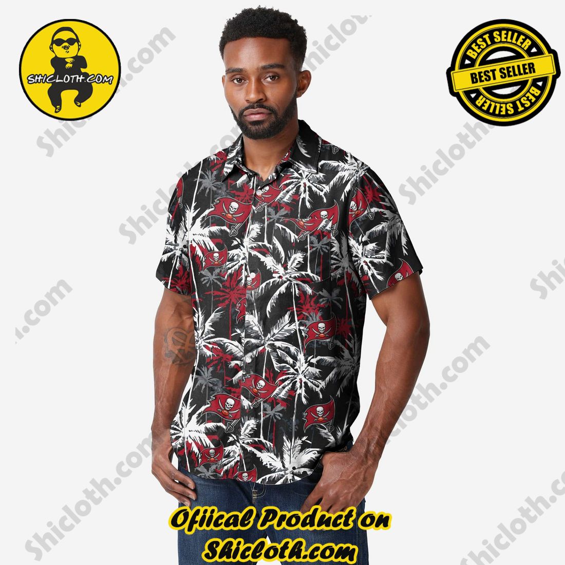 Top Hot Trending Hawaiian Shirt And Short in Shicloth 18 Tampa Bay Buccaneers Black Floral Button Up Shirt
