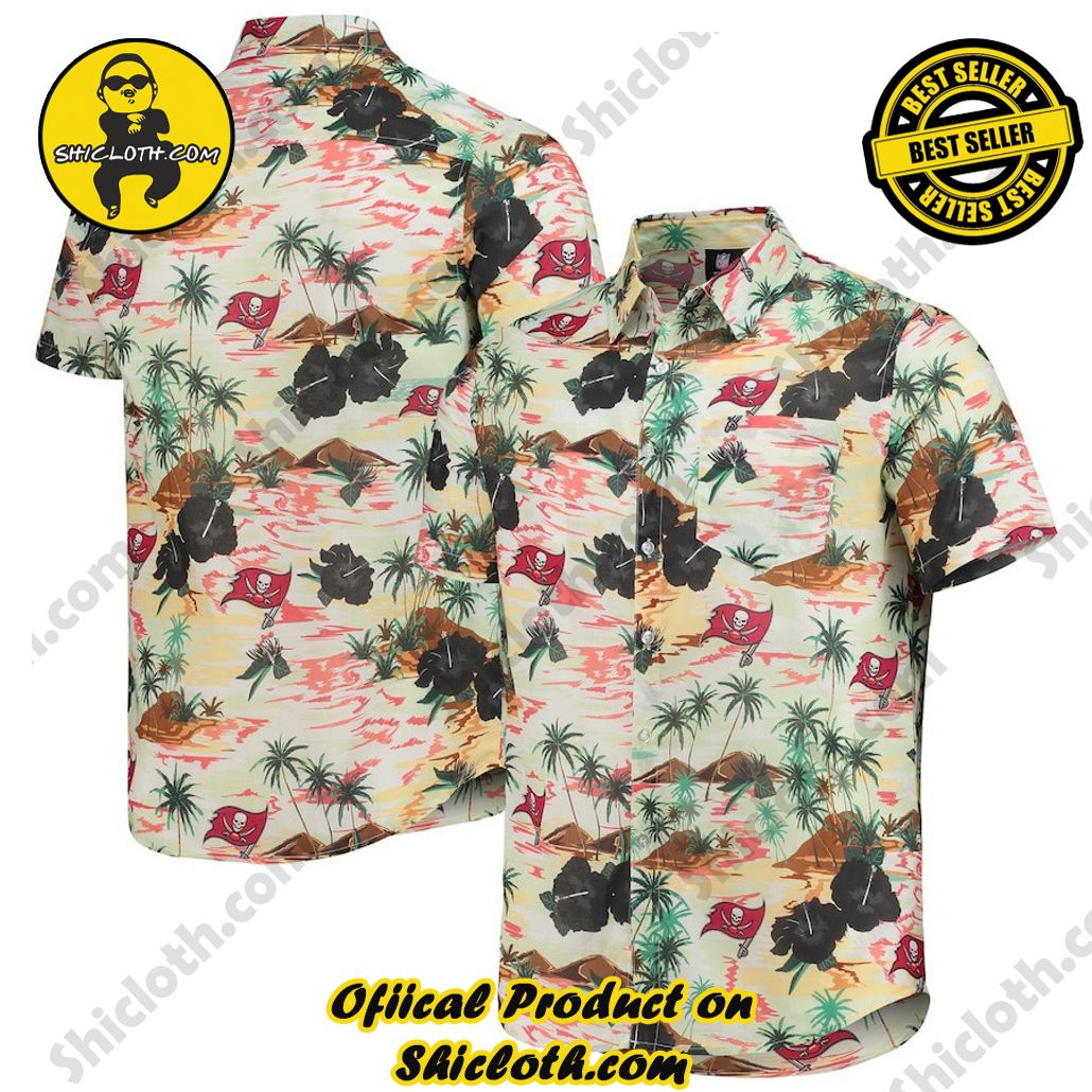 Only 30$,Best Seller Hawaiian Shirt And Short in Shicloth !!! Buy it now 25 Tampa Bay Buccaneers Cream Paradise Floral Button-Up Hawaiian Shirt