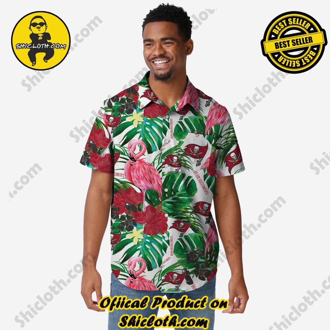 Top Hot Trending Hawaiian Shirt And Short in Shicloth 19 Tampa Bay Buccaneers Flamingo Button Up Shirt