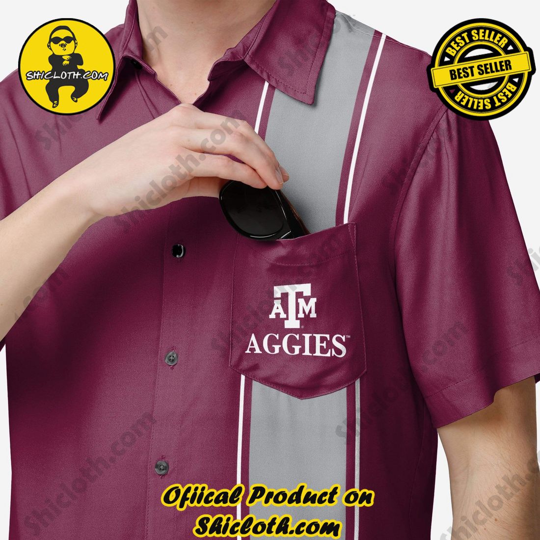 Texas A&M Aggies Bowling Stripe Button Up Shirt 3 Texas A&M Aggies Bowling Stripe Button Up Shirt - Image 3