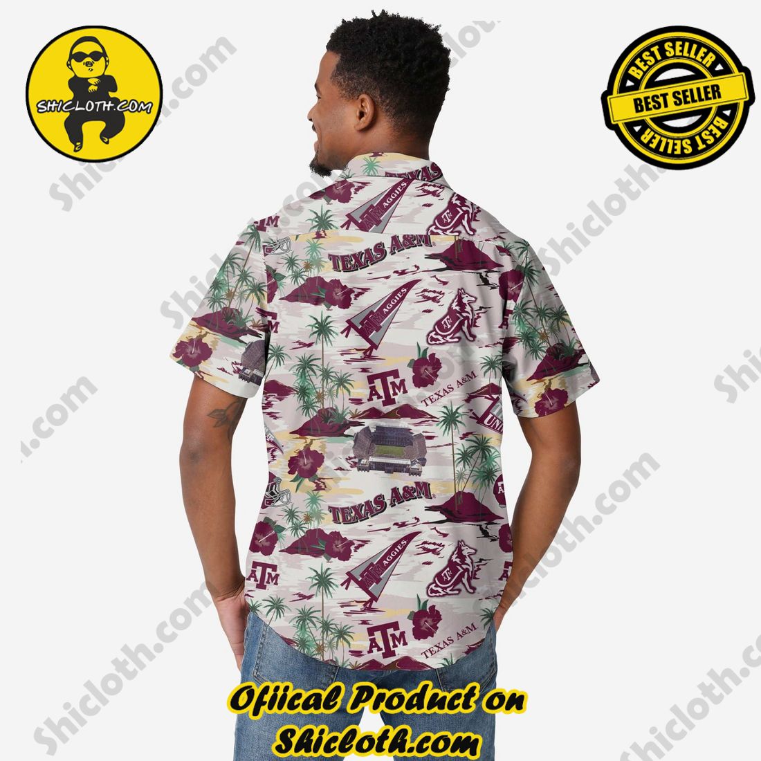 Texas A&M Aggies Thematic Stadium Print Button Up Shirt 2 Texas A&M Aggies Thematic Stadium Print Button Up Shirt - Image 2