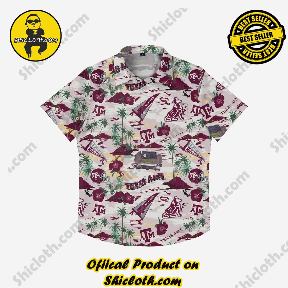 Texas A&M Aggies Thematic Stadium Print Button Up Shirt 3 Texas A&M Aggies Thematic Stadium Print Button Up Shirt - Image 3