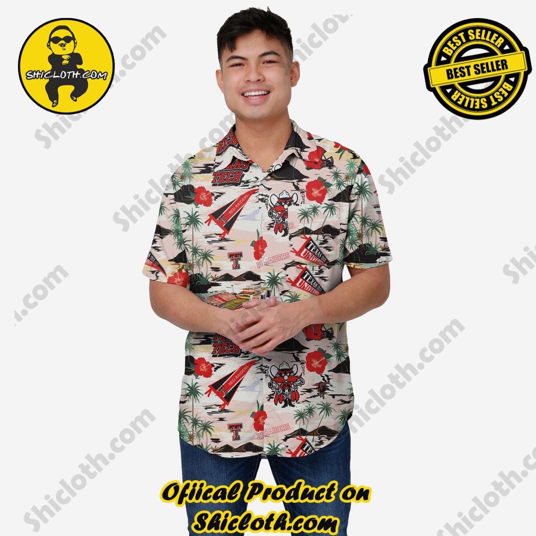 Best Seller Hawaiian Shirt And Short in Shicloth !!! Own it now 1 Texas Tech Red Raiders Thematic Stadium Print Button Up Shirt