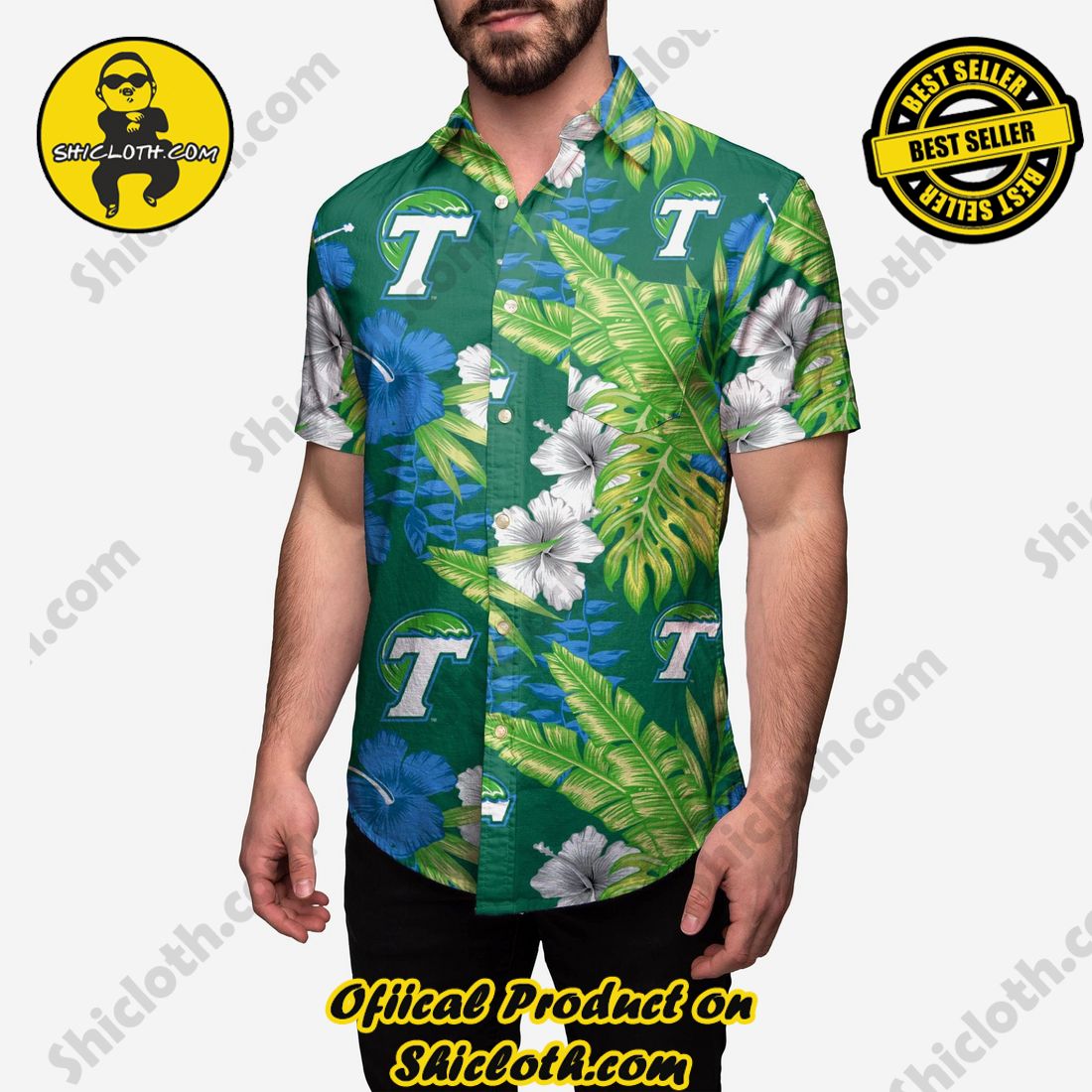 Best Seller Hawaiian Shirt And Short in Shicloth !!! Own it now 3 Tulane Green Wave Floral Button Up Shirt