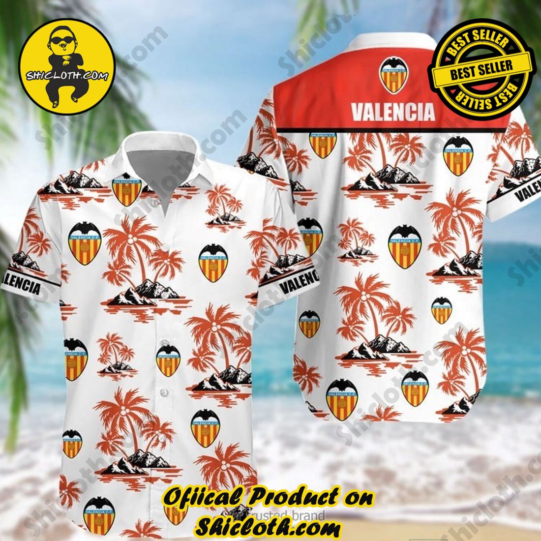 Valencia CF Laliga Palm Tree Hawaiian Shirt And Short