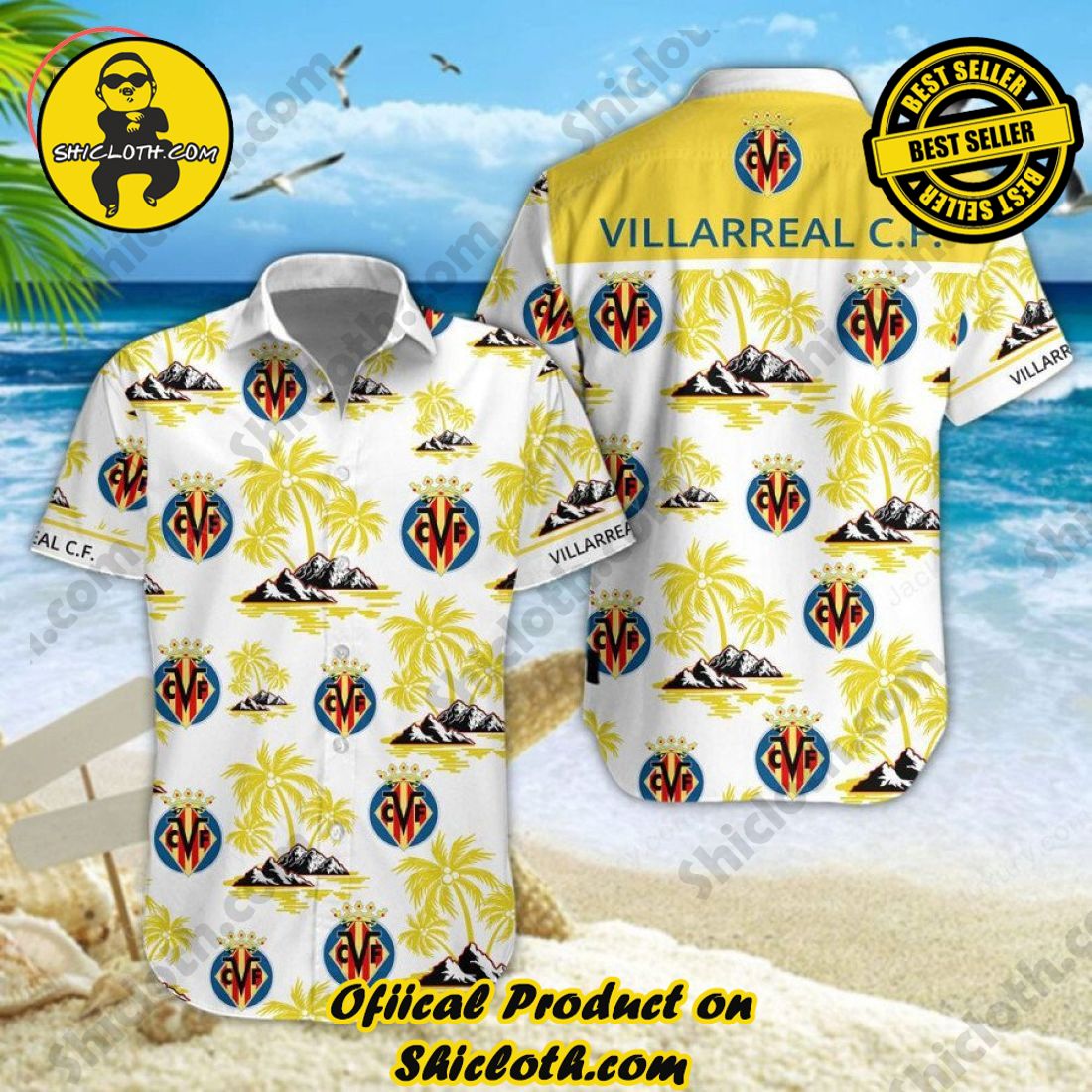 Villarreal CF Laliga Palm Tree Hawaiian Shirt And Short