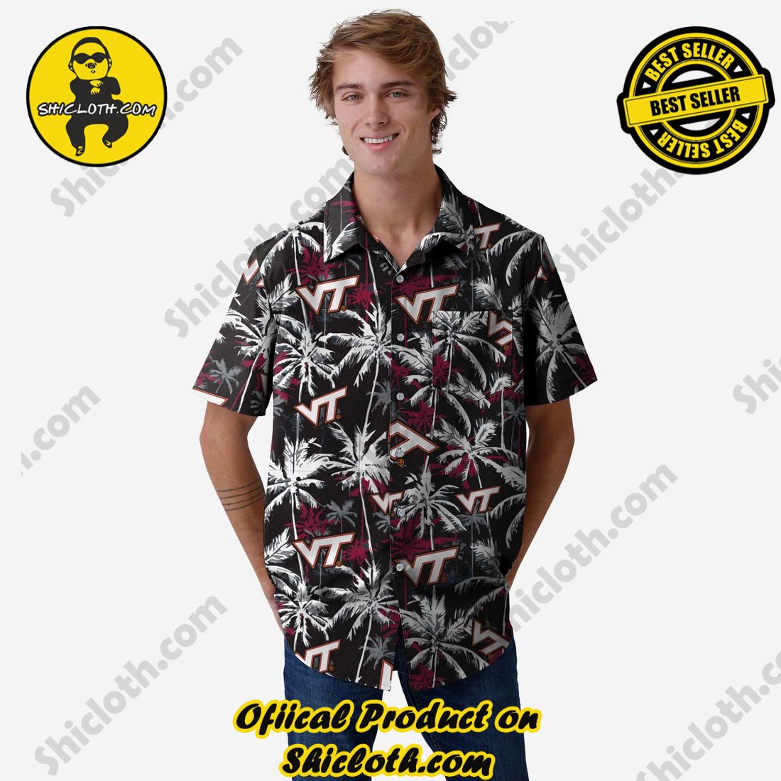 Best Seller Hawaiian Shirt And Short in Shicloth !!! Own it now 11 Virginia Tech Hokies Black Floral Button Up Shirt