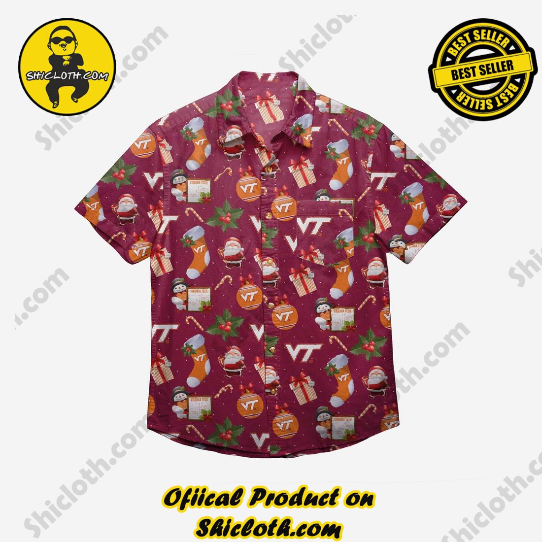 Virginia Tech Hokies Christmas Explosion Button Up Shirt 2 Virginia Tech Hokies Christmas Explosion Button Up Shirt - Image 2