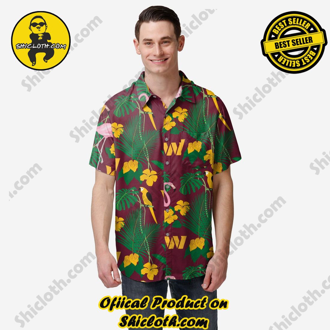 Top Hot Trending Hawaiian Shirt And Short in Shicloth 31 Washington Commanders Floral Button Up Shirt