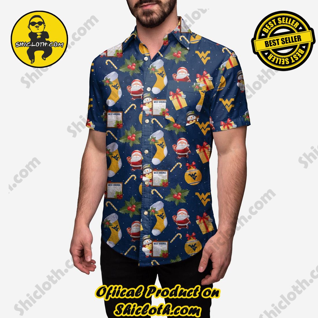 Best Seller Hawaiian Shirt And Short in Shicloth !!! Own it now 23 West Virginia Mountaineers Christmas Explosion Button Up Shirt
