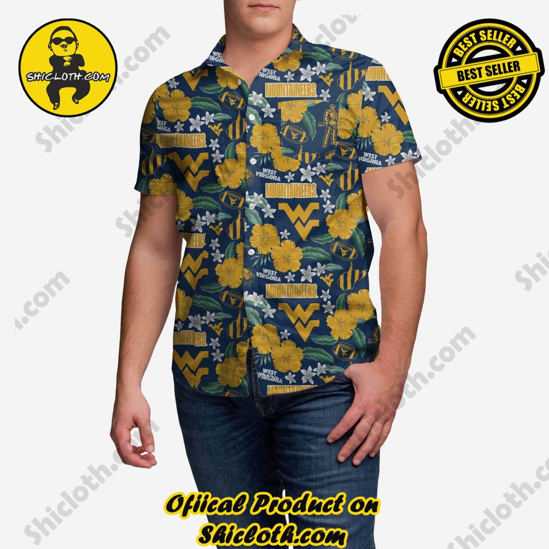 Best Seller Hawaiian Shirt And Short in Shicloth !!! Own it now 24 West Virginia Mountaineers City Style Button Up Shirt
