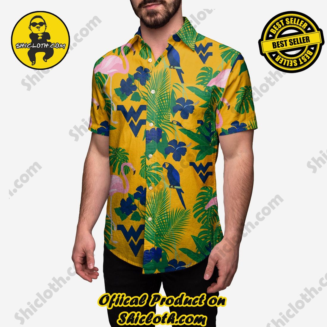 Best Seller Hawaiian Shirt And Short in Shicloth !!! Own it now 26 West Virginia Mountaineers Floral Button Up Shirt