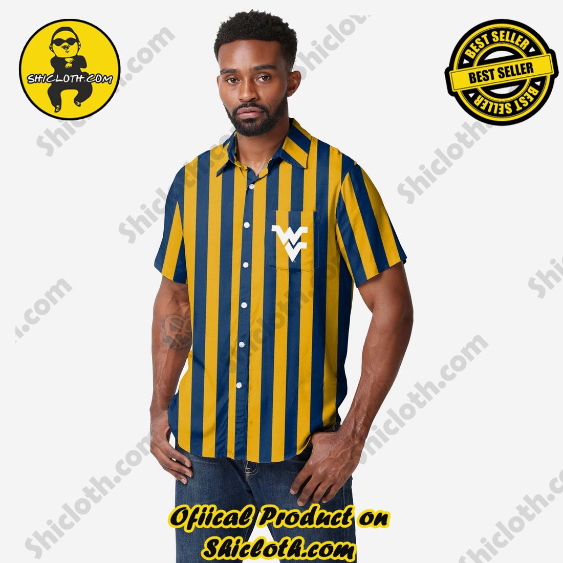 Best Seller Hawaiian Shirt And Short in Shicloth !!! Own it now 28 West Virginia Mountaineers Thematic Button Up Shirt