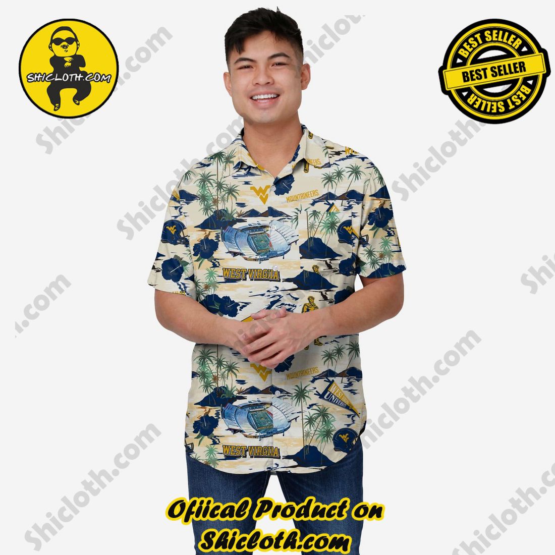 Best Seller Hawaiian Shirt And Short in Shicloth !!! Own it now 29 West Virginia Mountaineers Thematic Stadium Print Button Up Shirt