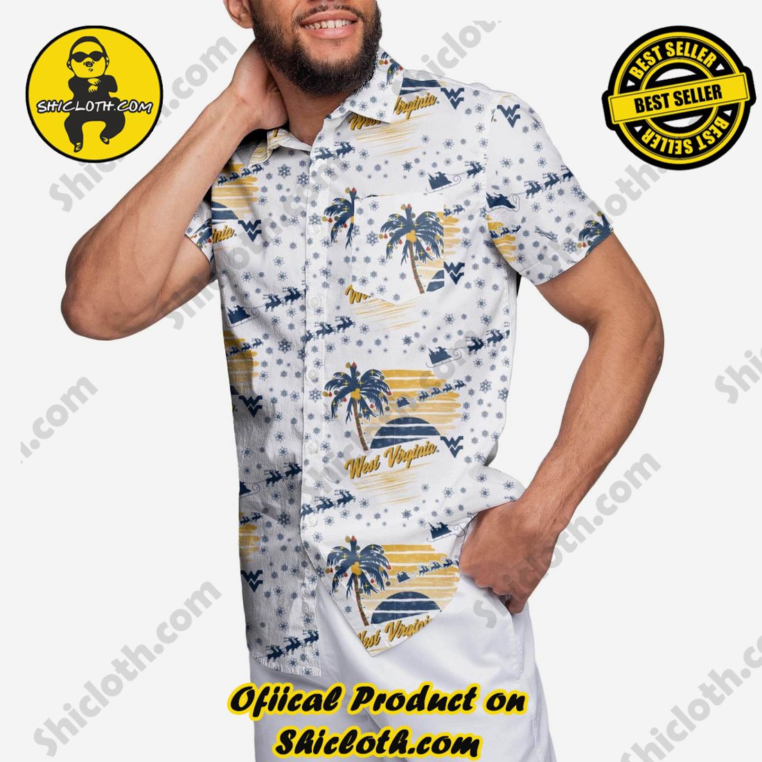 Best Seller Hawaiian Shirt And Short in Shicloth !!! Own it now 30 West Virginia Mountaineers Winter Tropical Button Up Shirt