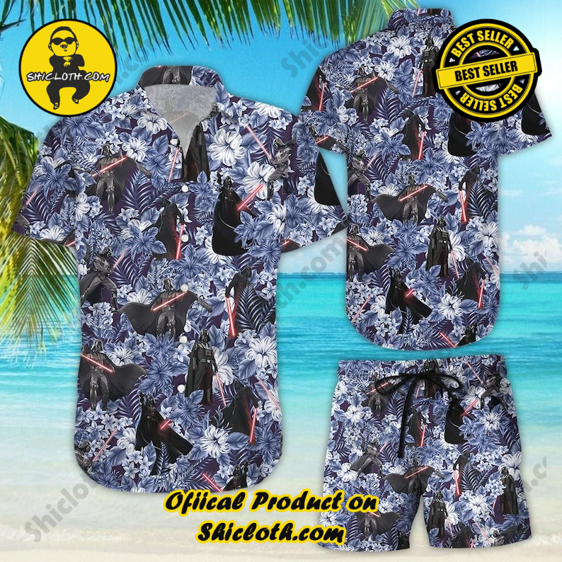 Darth Vader With Lightsaber Star Wars Floral Hawaiian Shirt