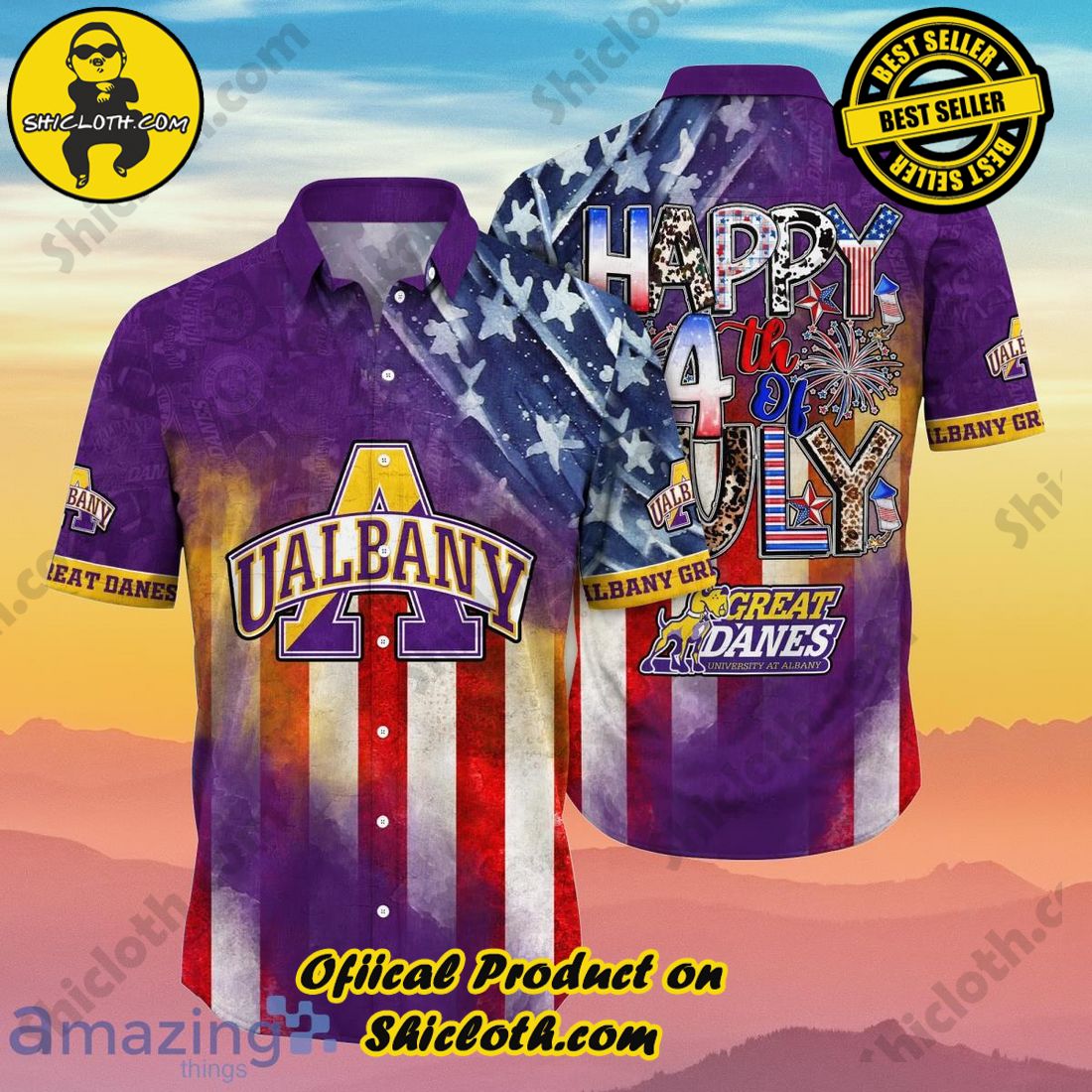 Albany Great Danes NCAA3 Hawaiian Shirt Independence Day Best Choice For 4th Of July
