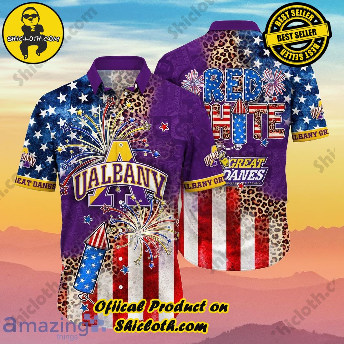 Albany Great Danes NCAA3 Hawaiian Shirt Independence Day Special Gift For Real Fans