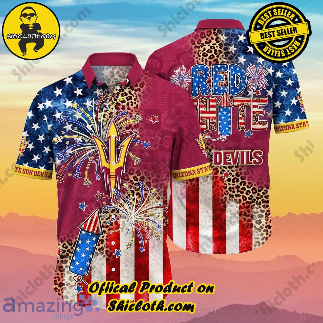 Arizona State Sun Devils NCAA2 Hawaiian Shirt 4th Of July Independence Day Ideal Gift For Fans