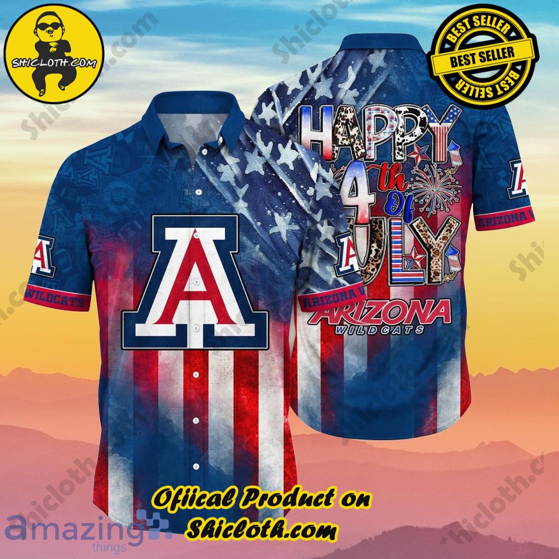 Arizona Wildcats NCAA3 Hawaiian Shirt Happy 4th Of July Independence Day Best Gift For Fans