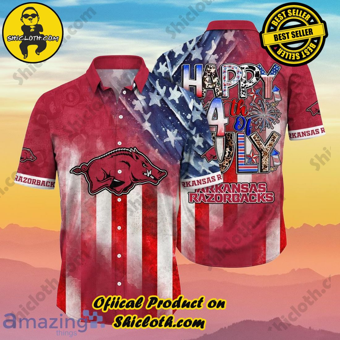Arkansas Razorbacks NCAA2 Hawaiian Shirt Happy Independence Day Special Gift For Fans