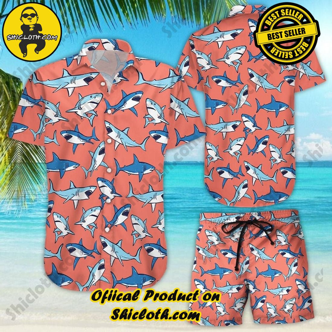 Baby Shark Tropical Pink Hawaiian Shirt