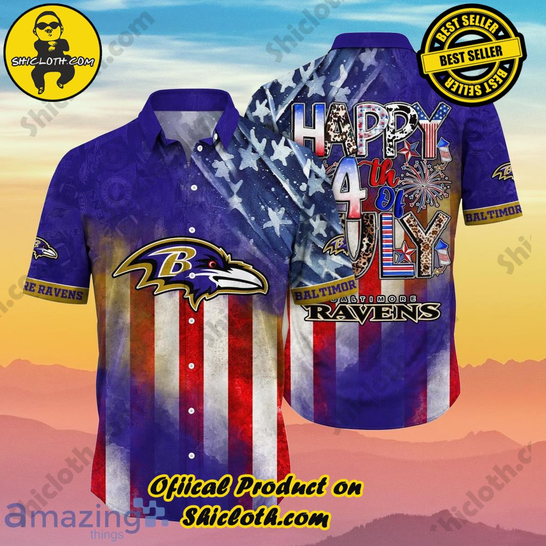 Baltimore Ravens NFL Hawaiian Shirt 4th Of July Independence Day Best Gift For Men And Women Fans