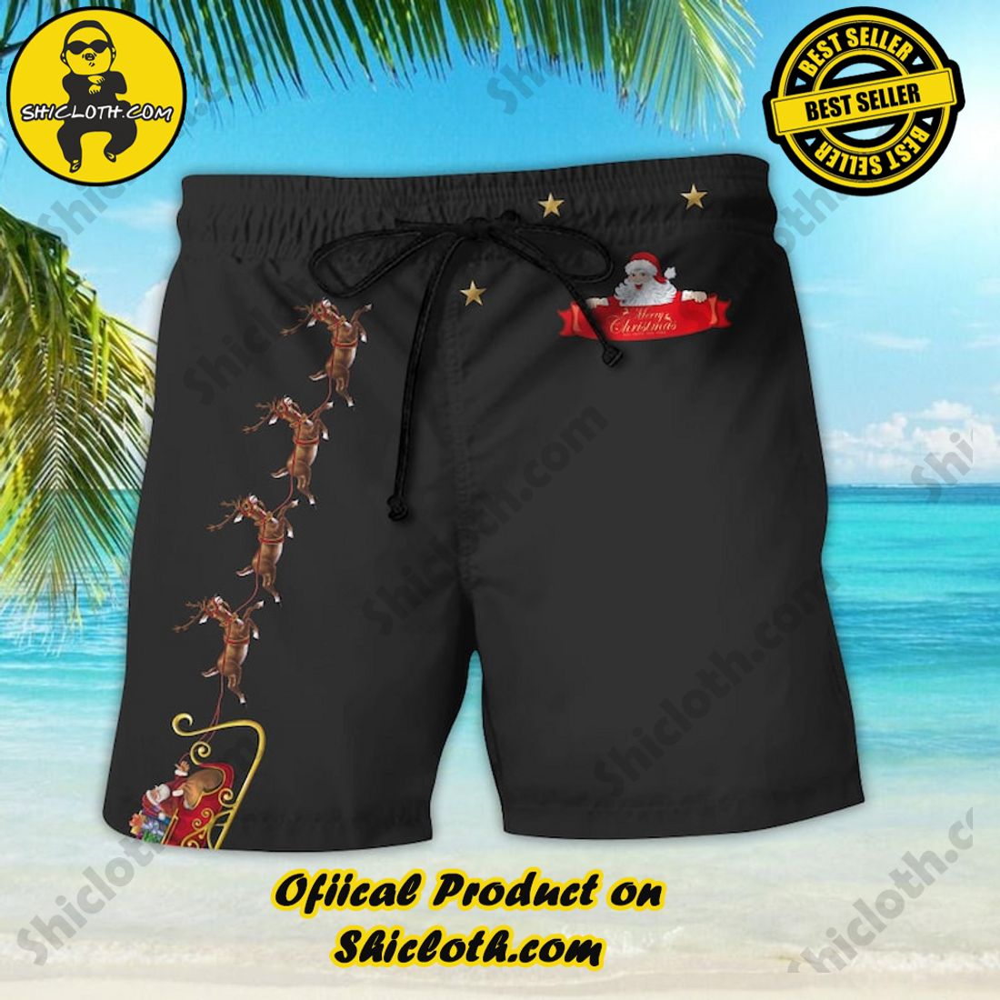 Bamboo Cay Peekaboo Santa Floral Black Hawaiian Shirt 4 Bamboo Cay Peekaboo Santa Floral Black Hawaiian Shirt - Image 4