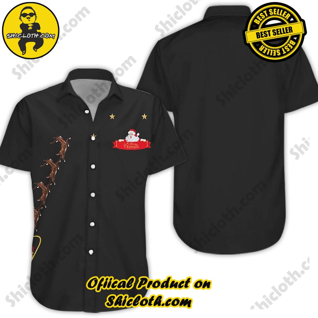 Bamboo Cay Peekaboo Santa Floral Black Hawaiian Shirt 5 Bamboo Cay Peekaboo Santa Floral Black Hawaiian Shirt - Image 5