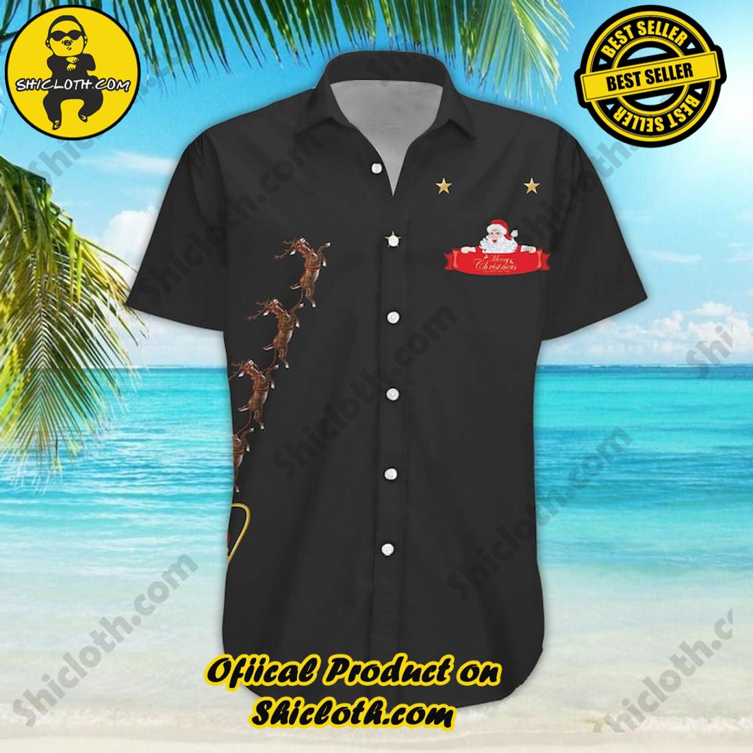 Bamboo Cay Peekaboo Santa Floral Black Hawaiian Shirt 6 Bamboo Cay Peekaboo Santa Floral Black Hawaiian Shirt - Image 6