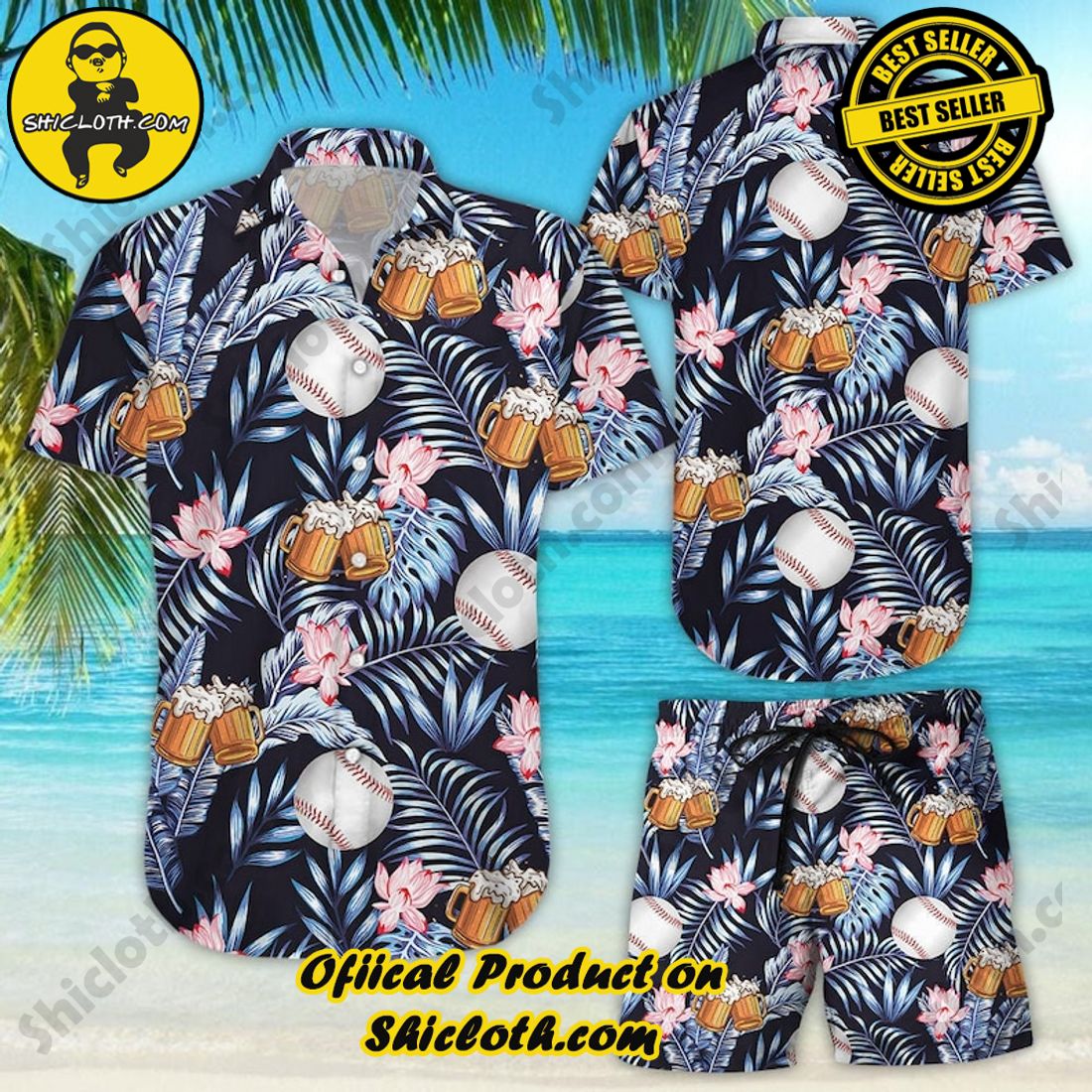 Baseball And Beer Drink Tropical Hawaiian Shirt