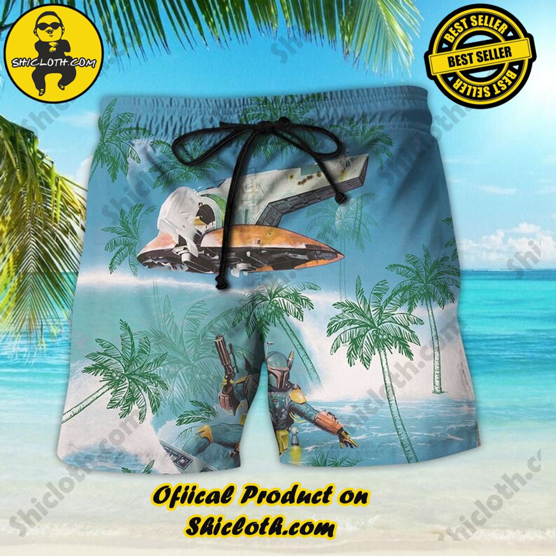 Boba Fett Surf Star Wars Palm Tree Green Hawaiian Shirt 4 Boba Fett Surf Star Wars Palm Tree Green Hawaiian Shirt - Image 4