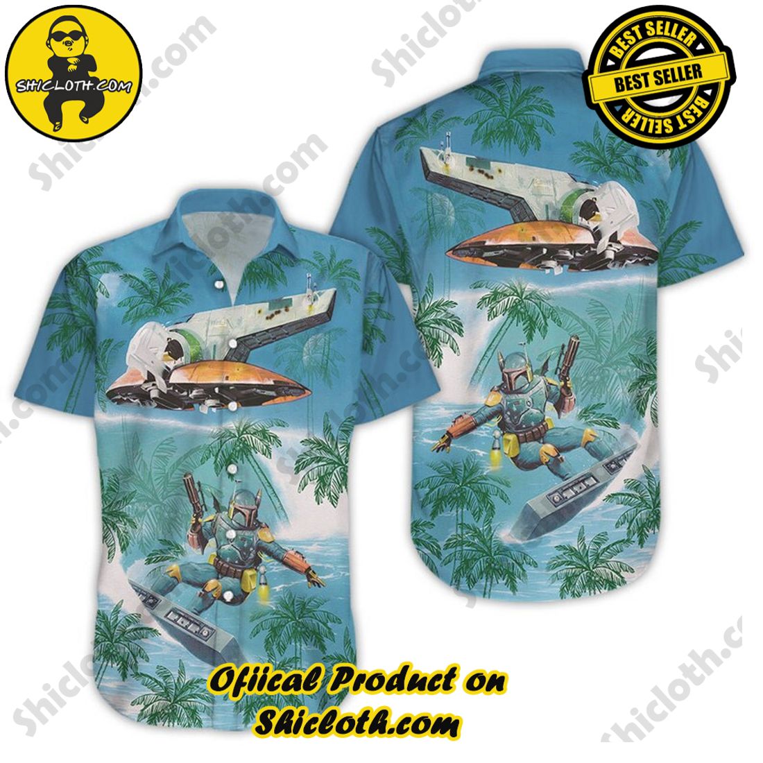 Boba Fett Surf Star Wars Palm Tree Green Hawaiian Shirt 5 Boba Fett Surf Star Wars Palm Tree Green Hawaiian Shirt - Image 5