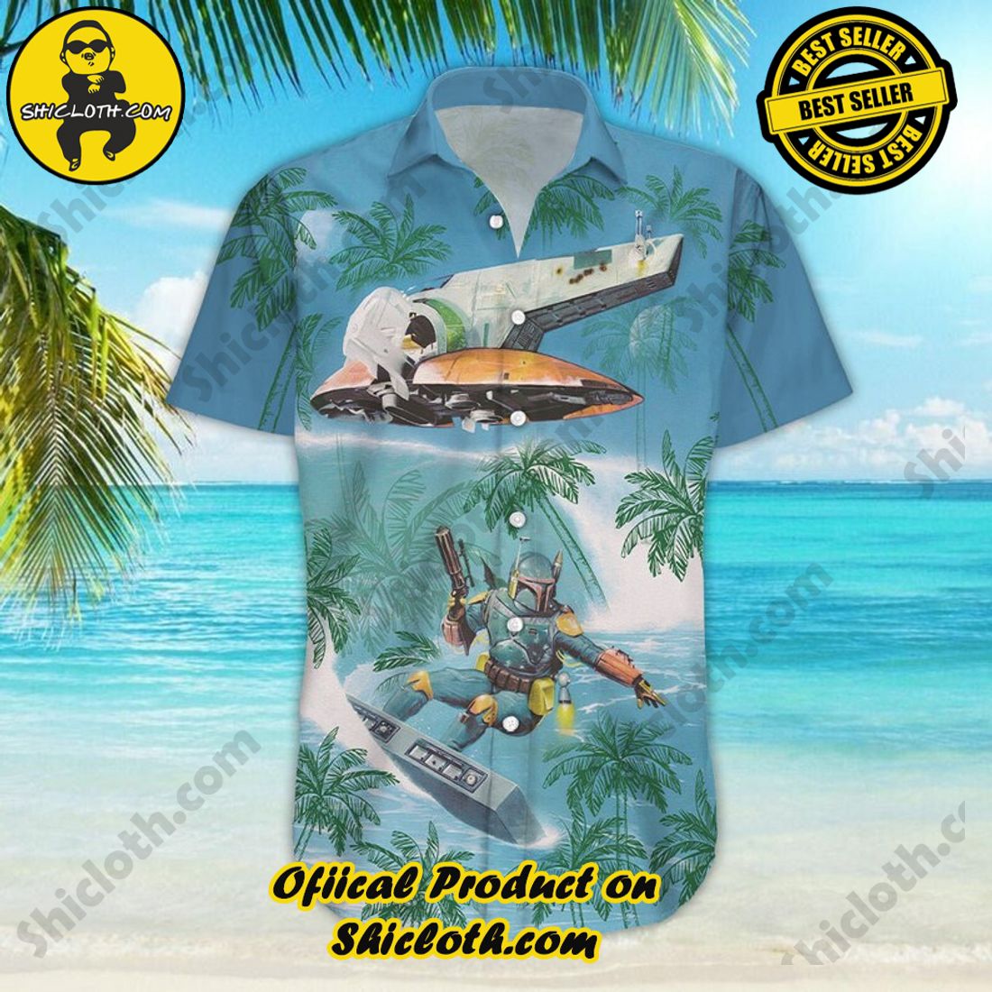 Boba Fett Surf Star Wars Palm Tree Green Hawaiian Shirt 6 Boba Fett Surf Star Wars Palm Tree Green Hawaiian Shirt - Image 6