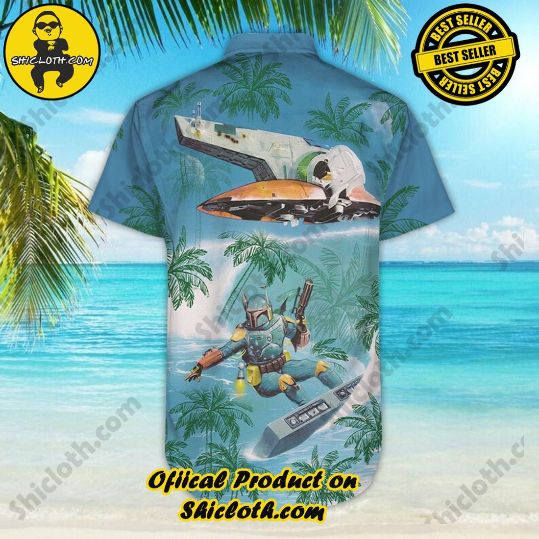 Boba Fett Surf Star Wars Palm Tree Green Hawaiian Shirt 7 Boba Fett Surf Star Wars Palm Tree Green Hawaiian Shirt - Image 7