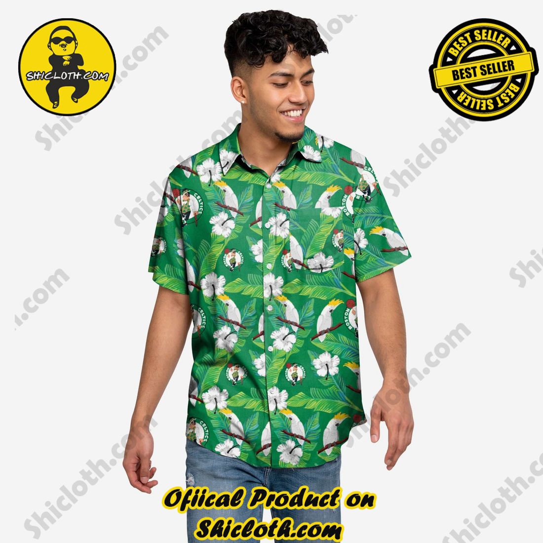 HOT HIT Hawaiian Shirt And Short in Shicloth !!! Own it now 1 Boston Celtics Floral Button Up Shirt