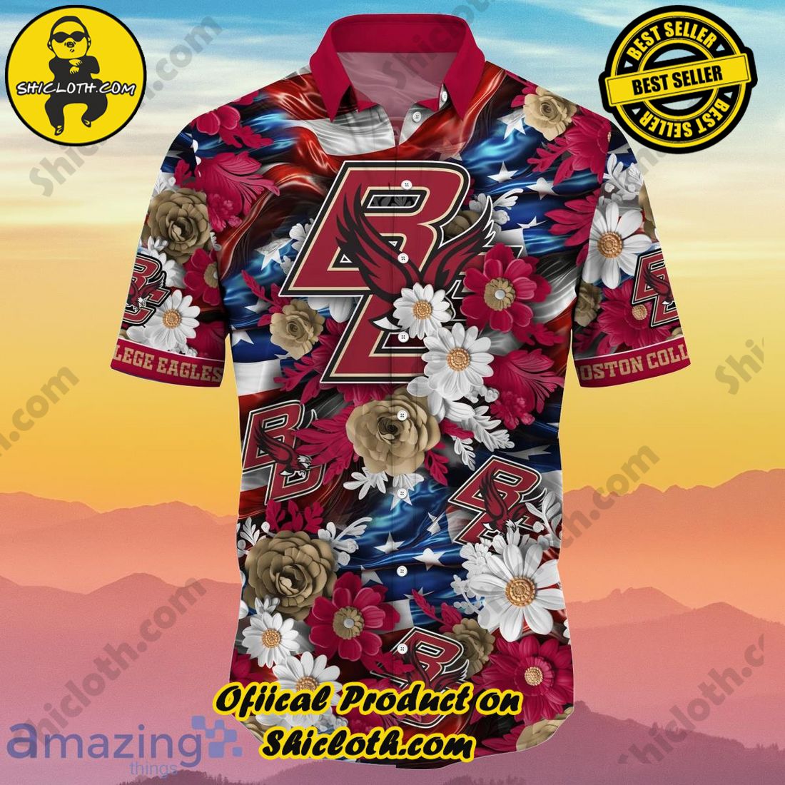 Alternative view of Boston College Eagles NCAA3 Hawaiian Shirt 4th Of July Independence Day Ideal Gift For Men And Women Fans