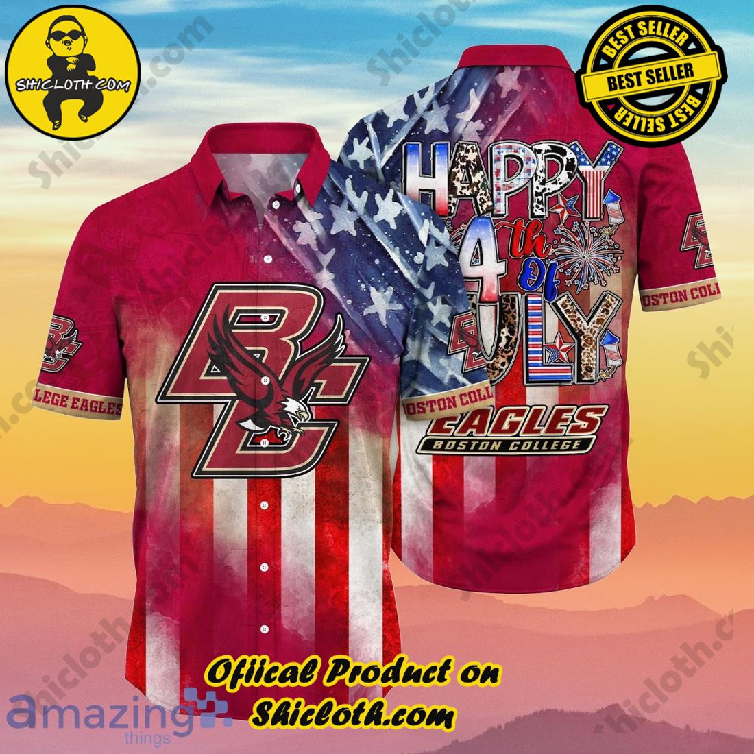 Boston College Eagles NCAA3 Hawaiian Shirt 4th Of July Independence Day Unique Gift For Men And Women Fans