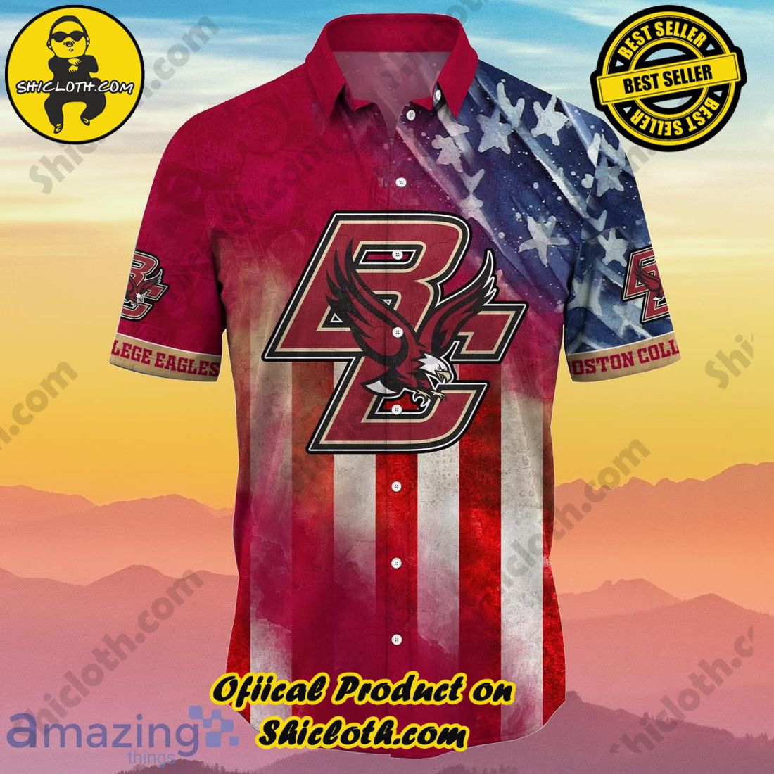 Alternative view of Boston College Eagles NCAA3 Hawaiian Shirt 4th Of July Independence Day Unique Gift For Men And Women Fans