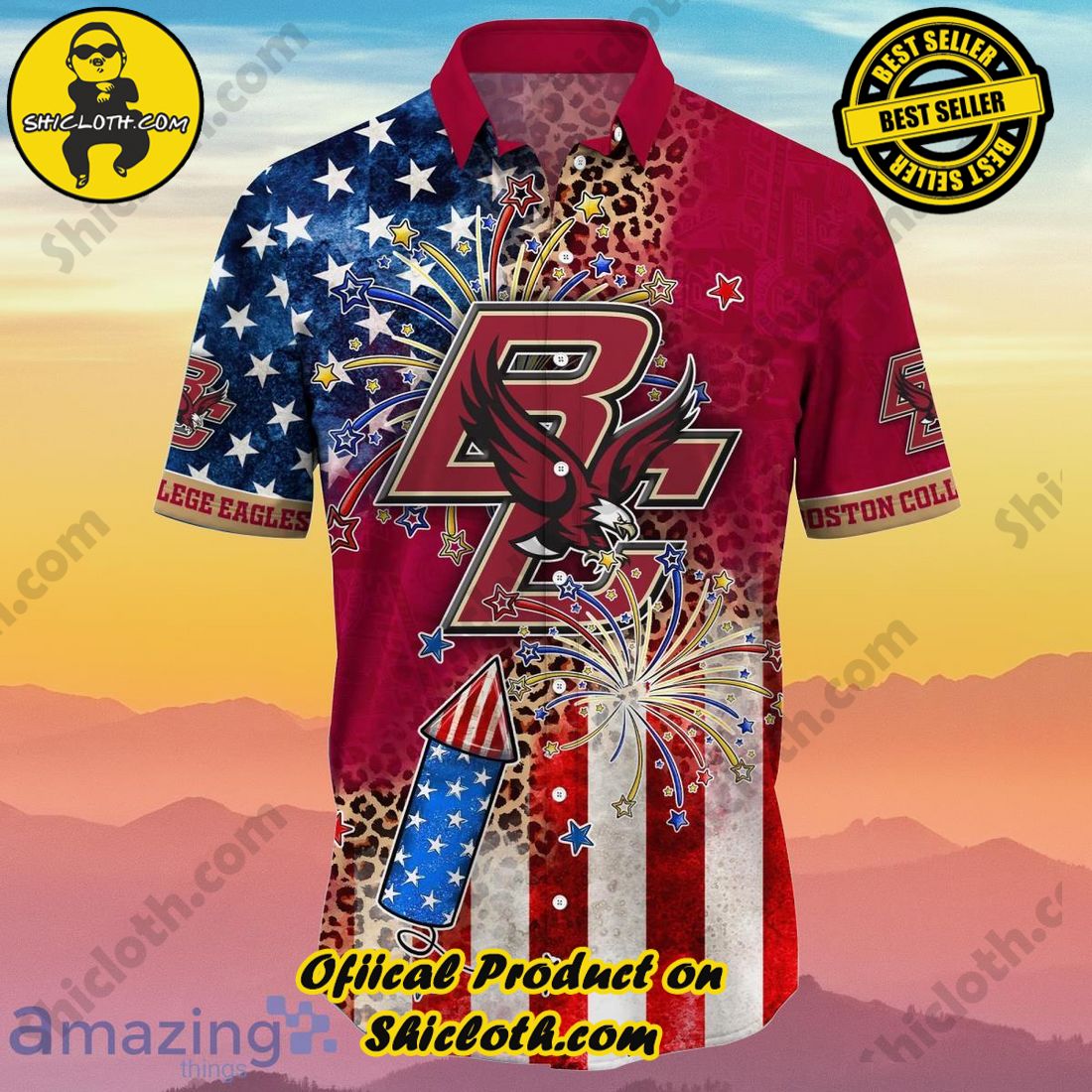 Alternative view of Boston College Eagles NCAA3 Hawaiian Shirt 4th Of July Independence Day Unique Gift For Real Fans