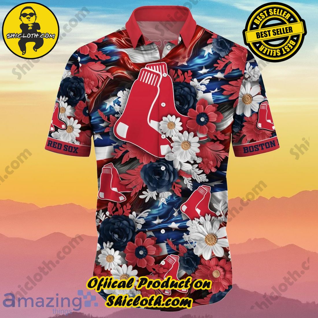 Alternative view of Boston Red Sox MLB Hawaiian Shirt 4th Of July Independence Day Best Gift For Real Fans