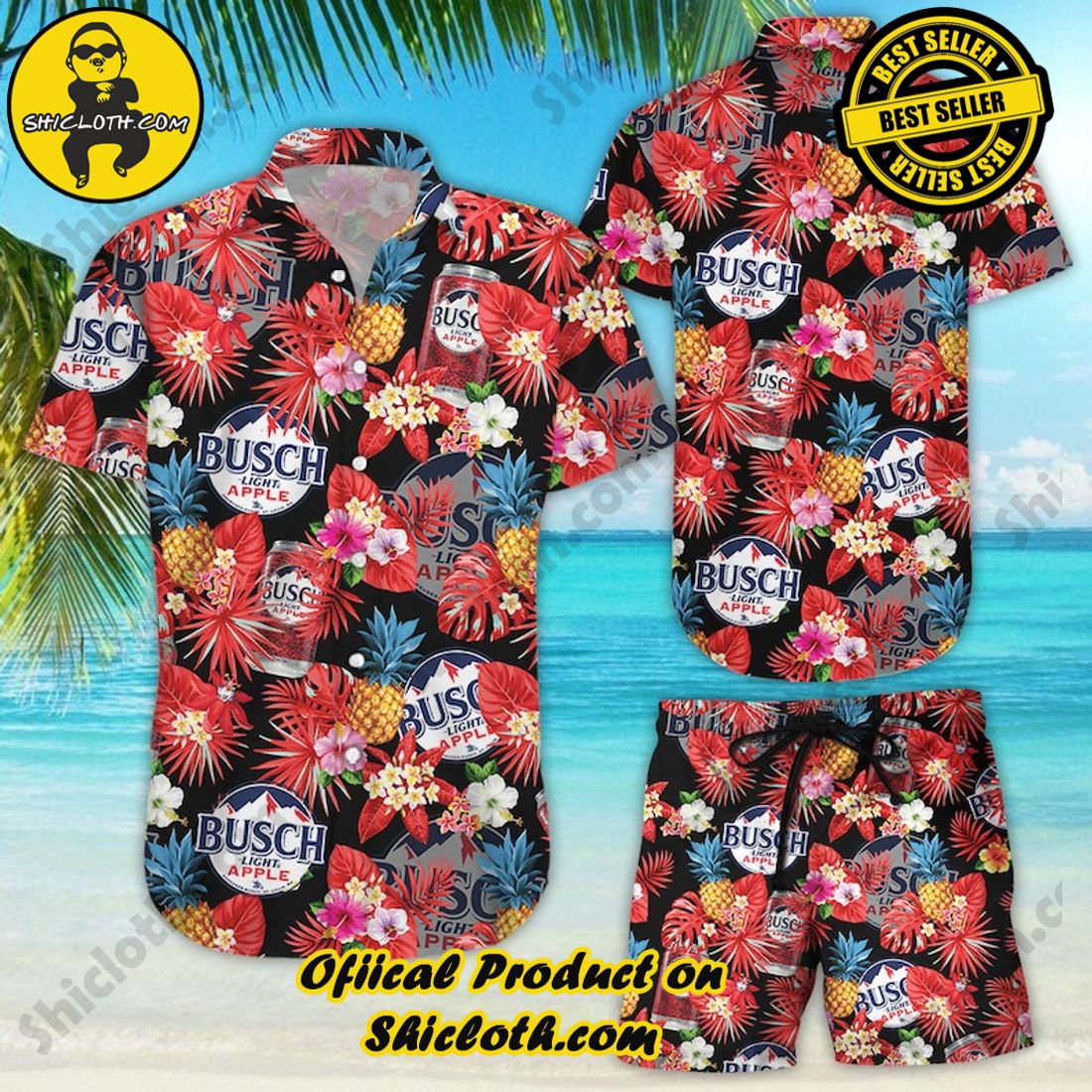 Busch Light Apple Beer Floral Pineapple Hawaiian Shirt