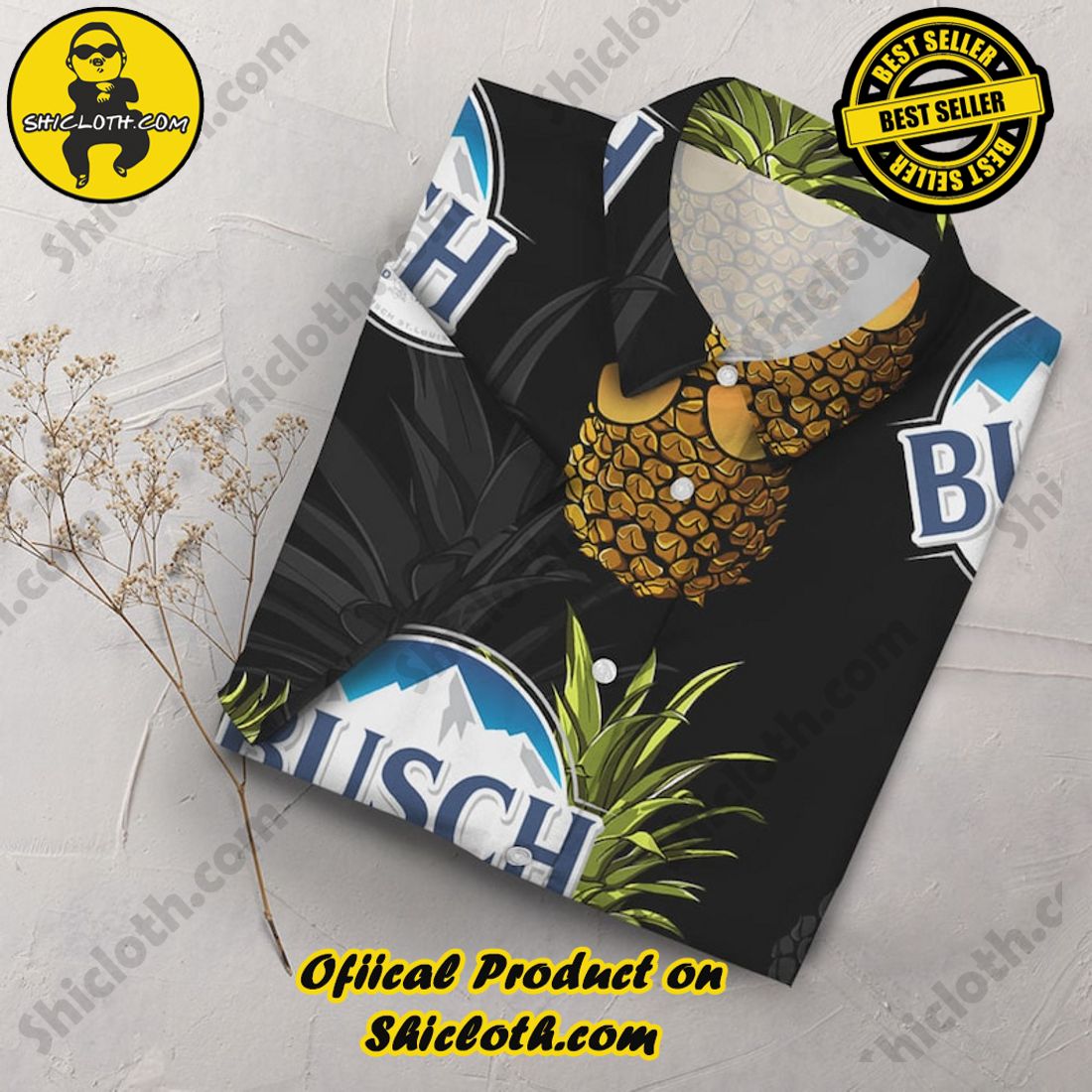 Busch Light Beer Pineapple Black Yellow Hawaiian Shirt 3 Busch Light Beer Pineapple Black Yellow Hawaiian Shirt - Image 3