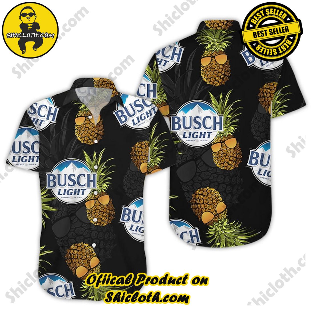 Busch Light Beer Pineapple Black Yellow Hawaiian Shirt 5 Busch Light Beer Pineapple Black Yellow Hawaiian Shirt - Image 5
