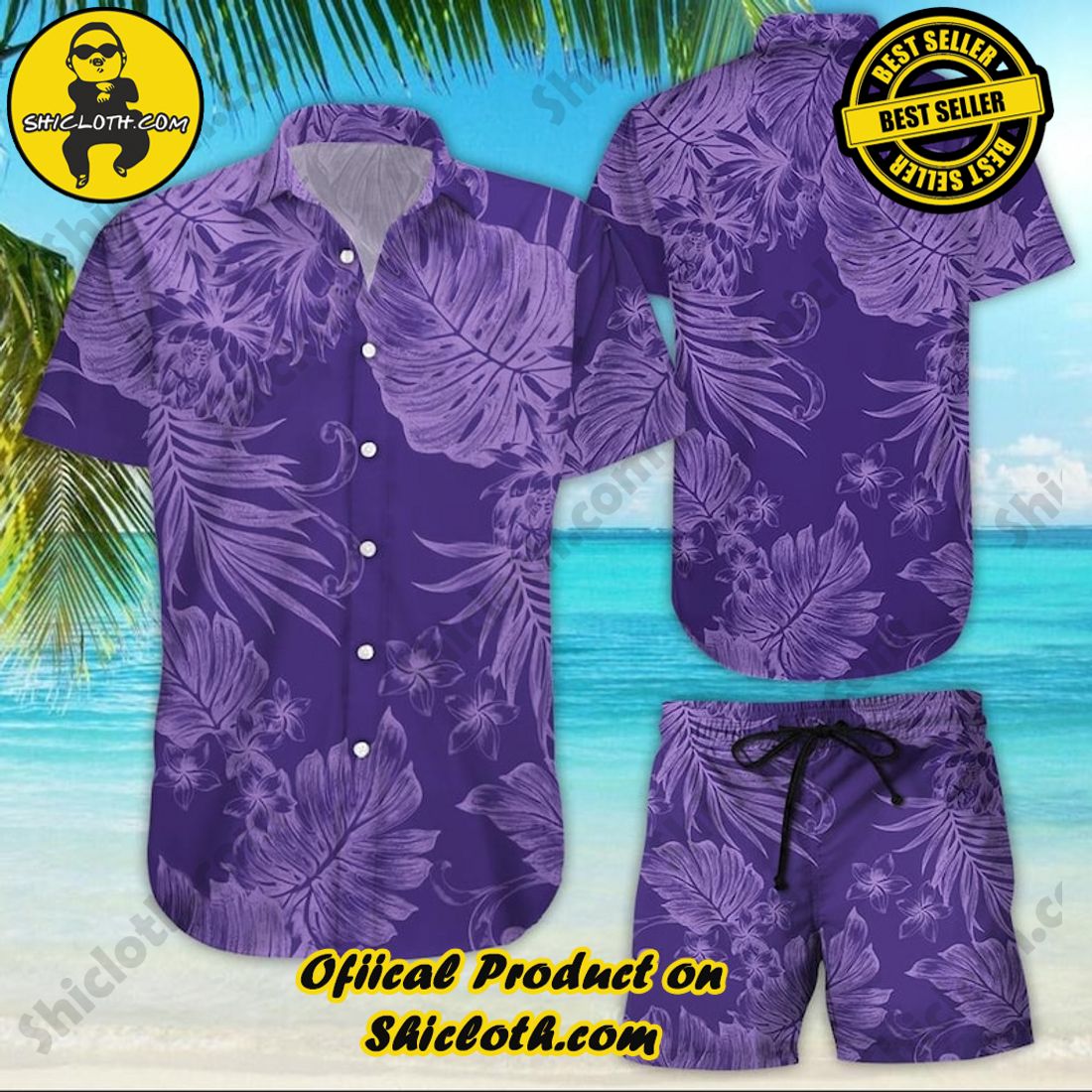 By Two Palms Monstera Ceres Purple Hawaiian Shirt