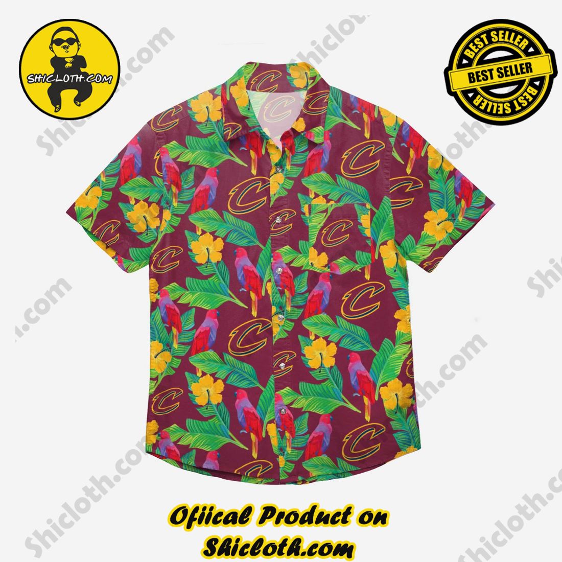 Cleveland Cavaliers Floral Button Up Shirt 3 Cleveland Cavaliers Floral Button Up Shirt - Image 3