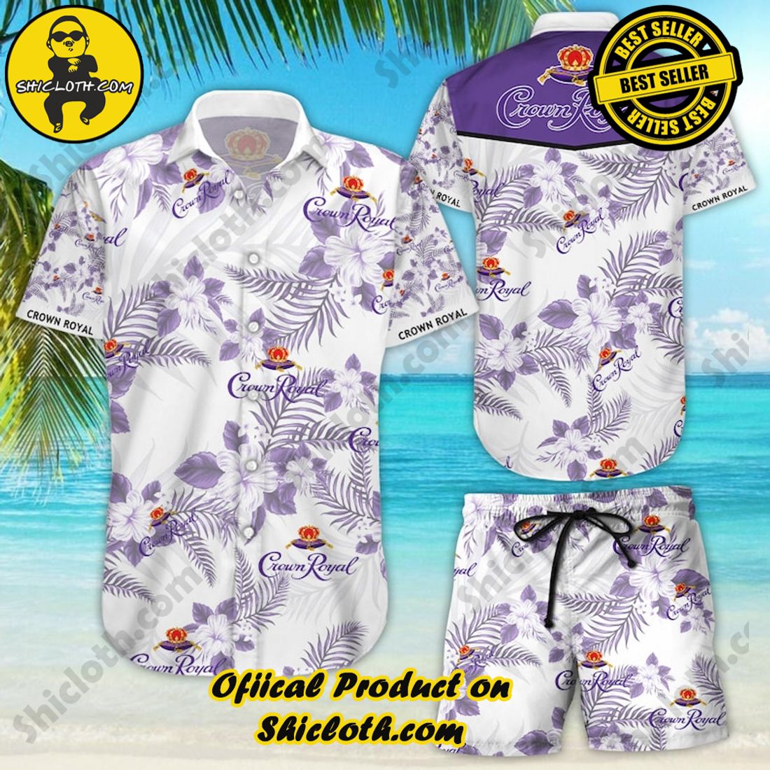 Crown Royal Whisky Floral Aloha Hawaiian Shirt