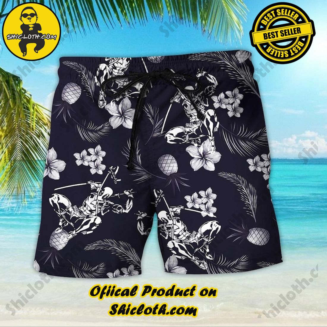 Deadpool Marvel Floral Aloha Black Hawaiian Shirt 3 Deadpool Marvel Floral Aloha Black Hawaiian Shirt - Image 3