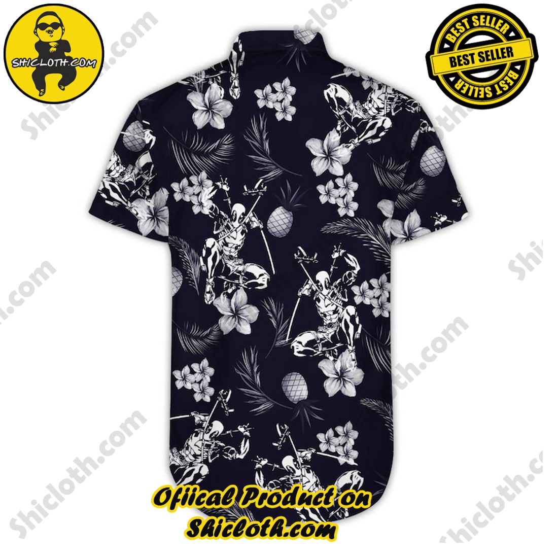 Deadpool Marvel Floral Aloha Black Hawaiian Shirt 6 Deadpool Marvel Floral Aloha Black Hawaiian Shirt - Image 6