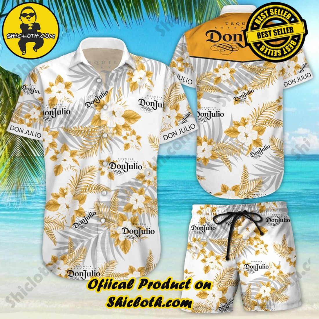 Don Julio Tequila Floral Aloha Yellow Hawaiian Shirt